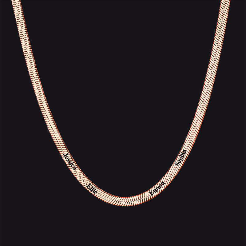 Customized Engraved Name Snake Chain Choker Necklace for
