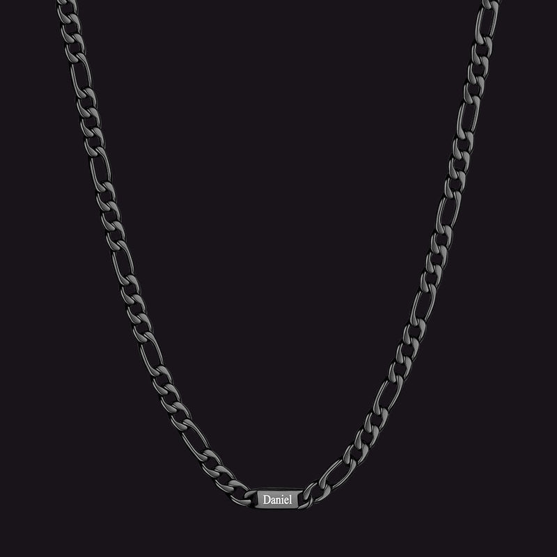 Customized Figaro Chain Engraved Name Necklace for Husband Gift