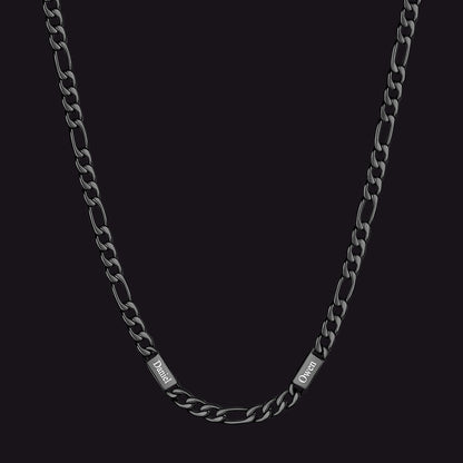 Customized Figaro Chain Engraved Name Necklace for Husband Gift