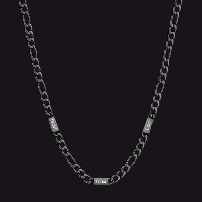 Customized Figaro Chain Engraved Name Necklace for Husband Gift