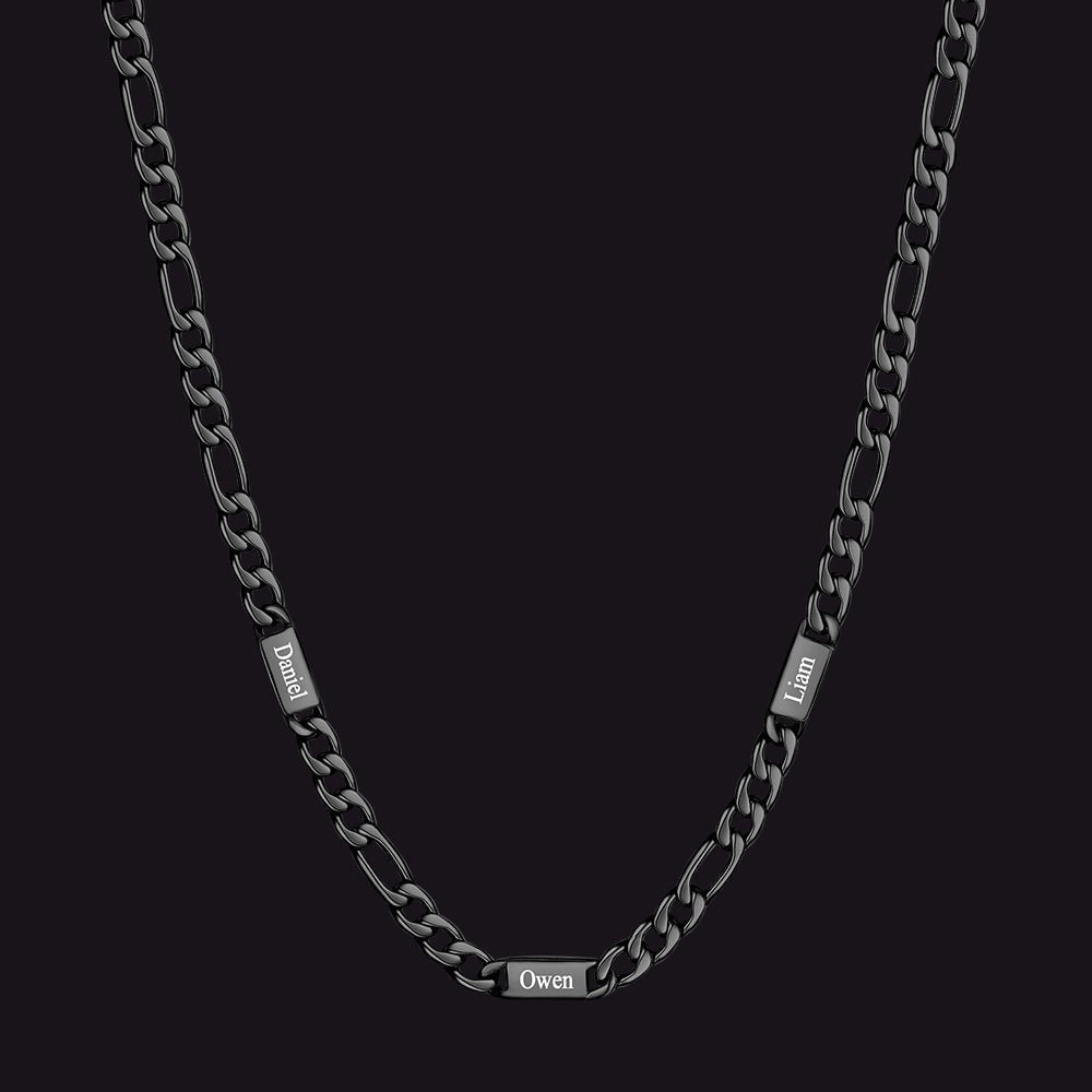 Customized Figaro Chain Engraved Name Necklace for Husband Gift