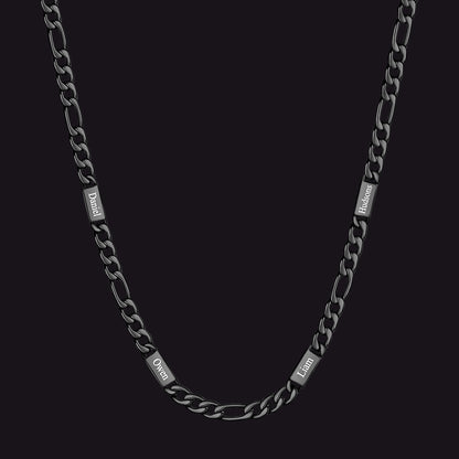Customized Figaro Chain Engraved Name Necklace for Husband Gift