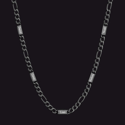 Customized Figaro Chain Engraved Name Necklace for Husband Gift
