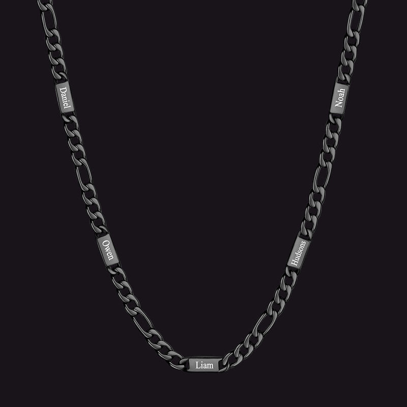 Customized Figaro Chain Engraved Name Necklace for Husband Gift