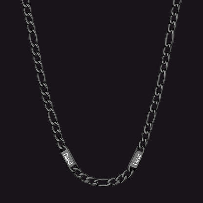 Customized Figaro Chain Engraved Name Necklace for Husband Gift