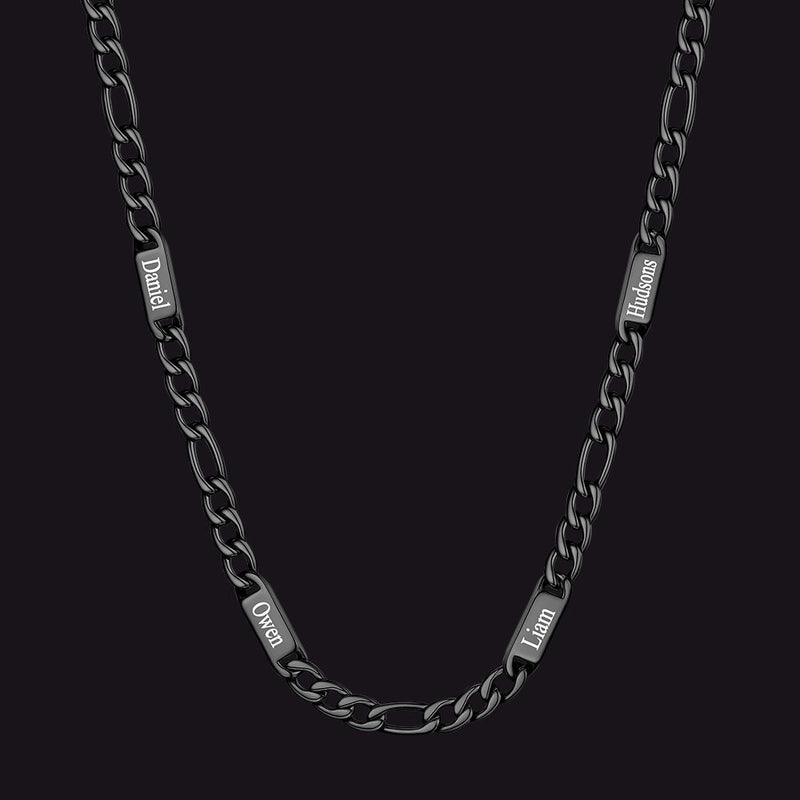 Customized Figaro Chain Engraved Name Necklace for Husband Gift