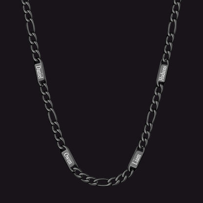 Customized Figaro Chain Engraved Name Necklace for Husband Gift
