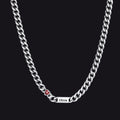 Personalized Name Cuban Chain Necklace With Heart Birthstone for Mom