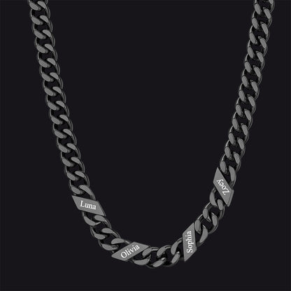 Customized Engraved Name Cuban Link Chain Necklace for , 7/9/12mm Width