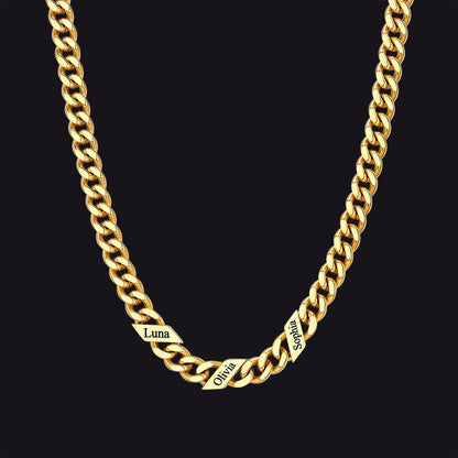 Customized Engraved Name Cuban Link Chain Necklace for , 7/9/12mm Width