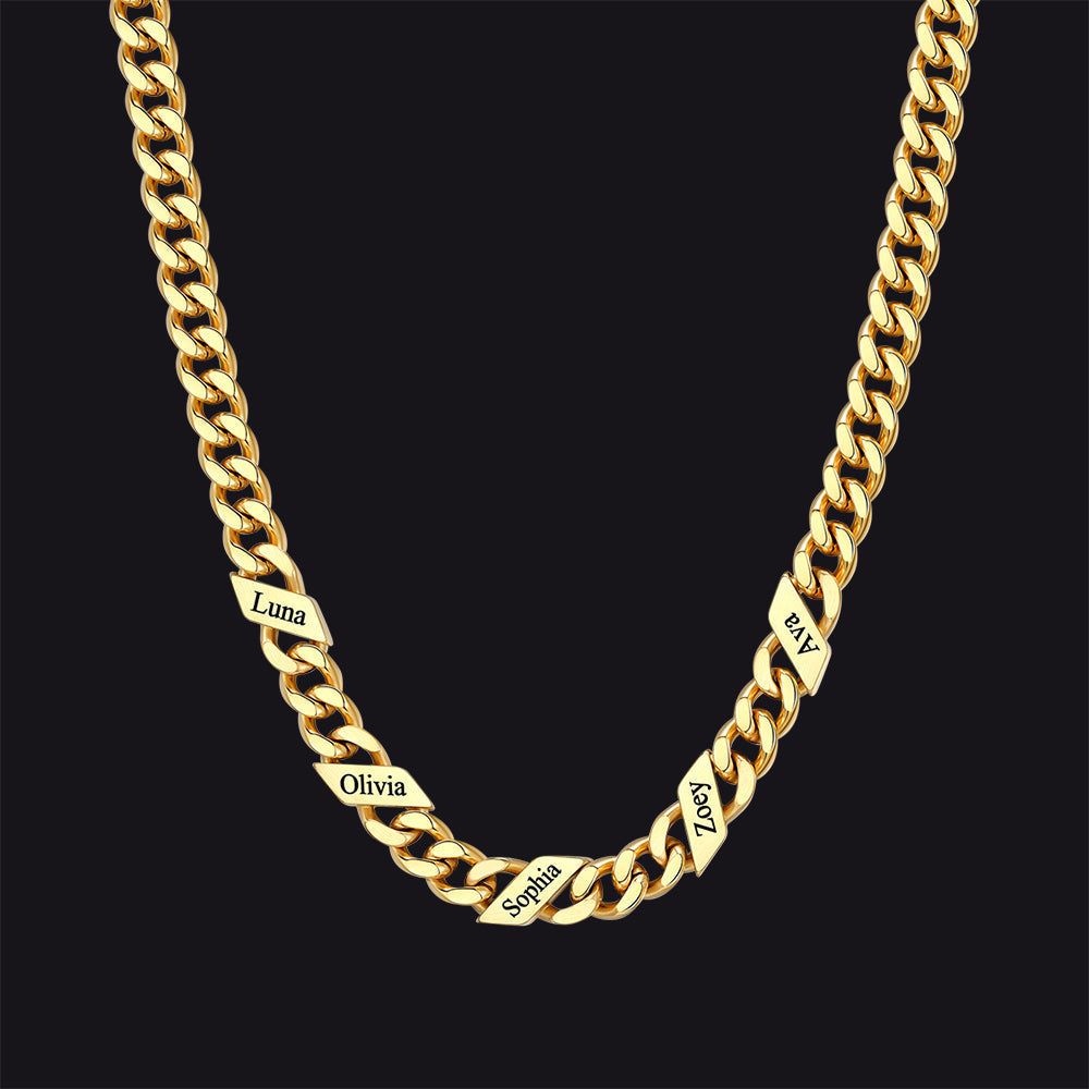 Customized Engraved Name Cuban Link Chain Necklace for , 7/9/12mm Width