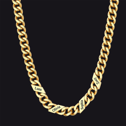 Customized Engraved Name Cuban Link Chain Necklace for , 7/9/12mm Width