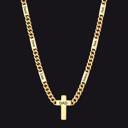 Custom Cross Cuban Link Chain Necklace With Engraved Name for 5/7mm