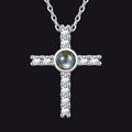 Personalized Projection Picture Cross Necklace for , Photo Pendant With Cz