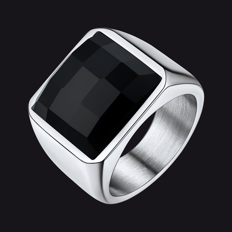 Custom Gemstone Signet Band Ring for , Ruby/ Black Onyx/topaz Ring Gift