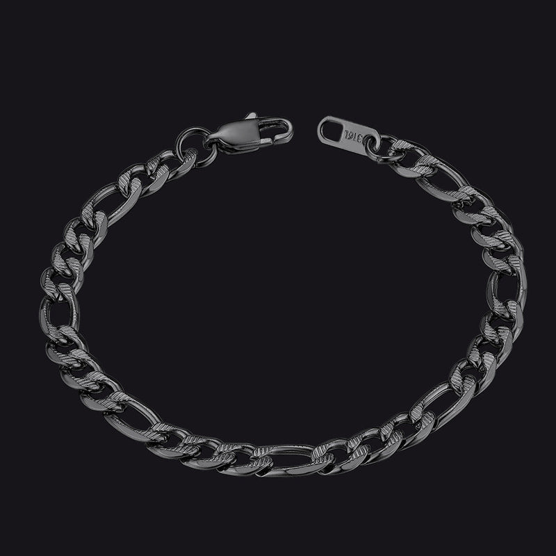 Thick Figaro Link Bracelet for 6/7/9mm Width