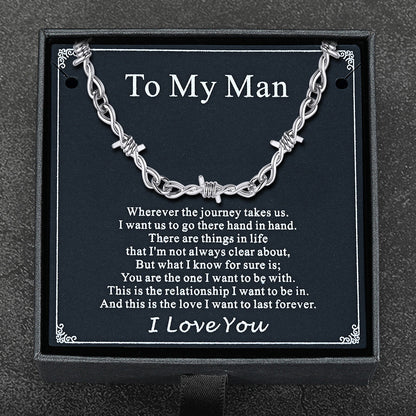 Gothic Thorn Barb Wire Chain Link Necklace Birthday Gift for