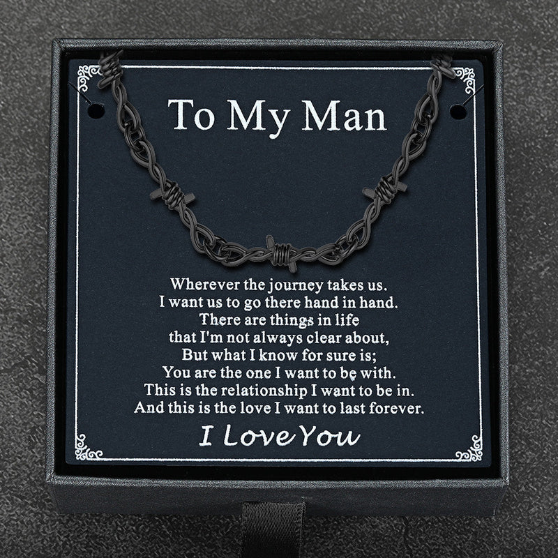 Gothic Thorn Barb Wire Chain Link Necklace Birthday Gift for