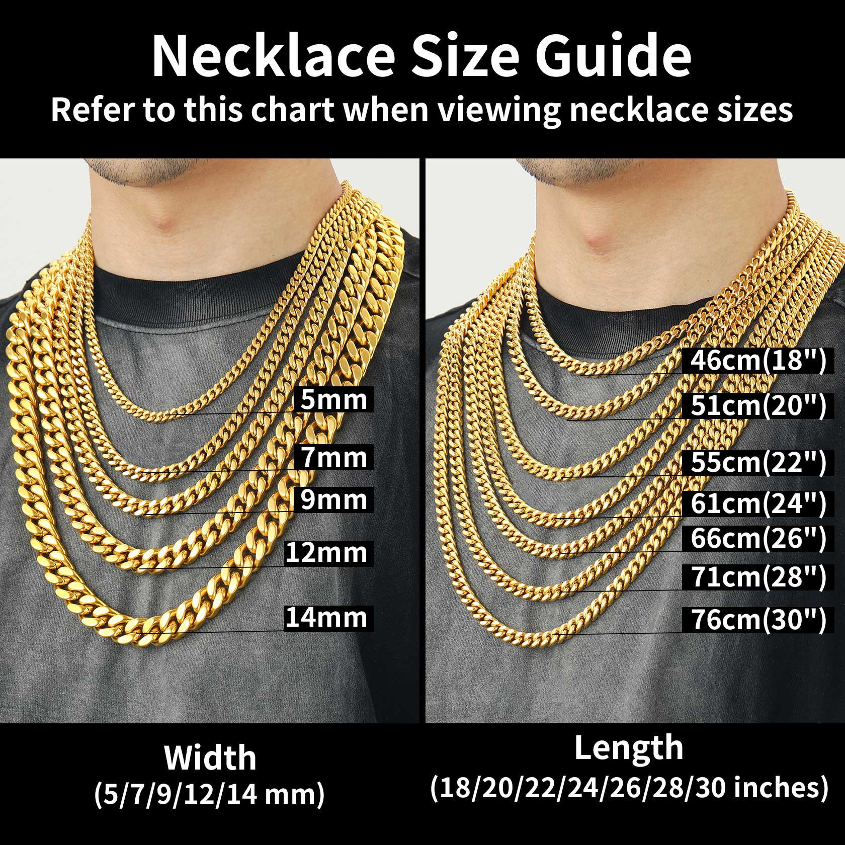 Miami Cuban Link Chain Necklace 5/7/9/12 Mm Chain for