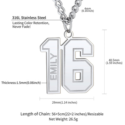 Custom Sports Jersey Number Necklace for Sport Fans, Gift for