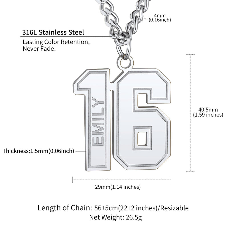 Custom Sports Jersey Number Necklace for Sport Fans, Gift for
