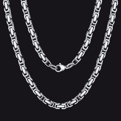 Stainless Steel Byzantine Chain Necklace for