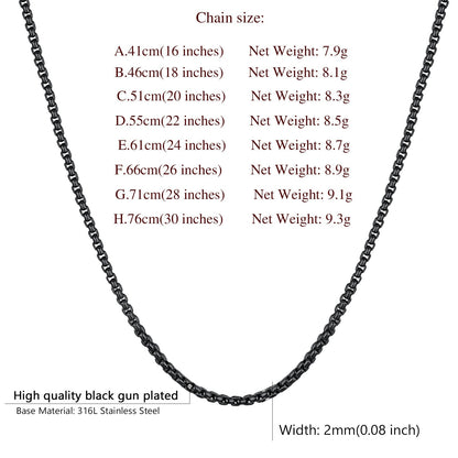 2mm Stainless Steel Rolo Cable Chain Necklace for