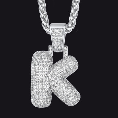 Diamond Bubble Letter Initial Necklace for