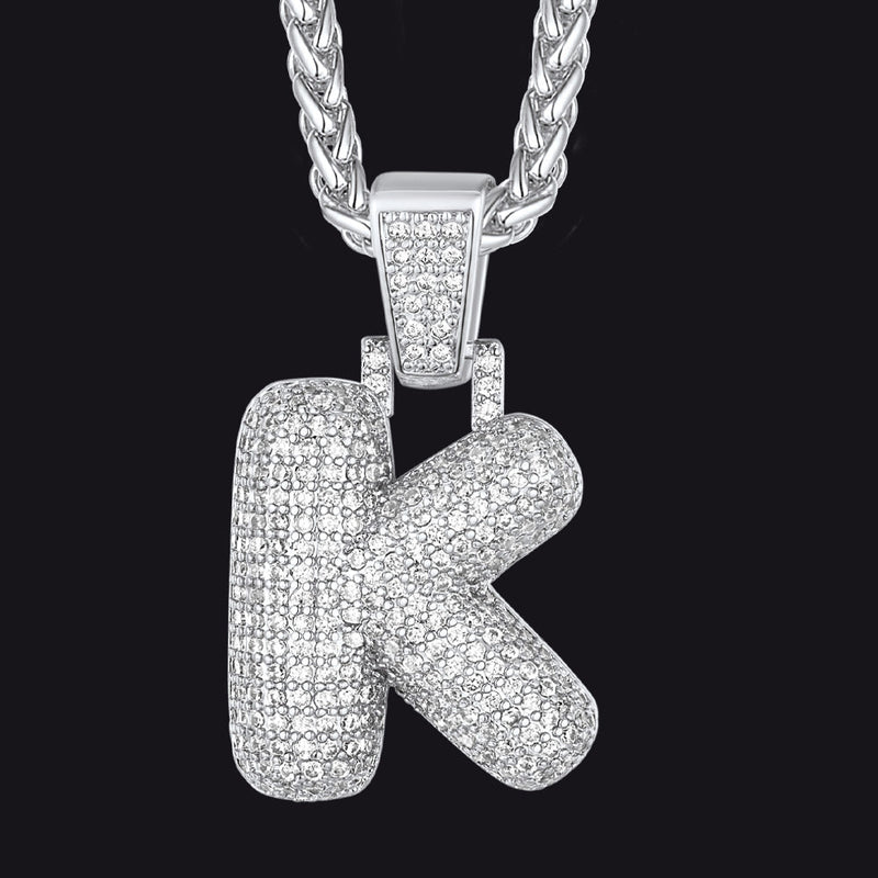 Diamond Bubble Letter Initial Necklace for