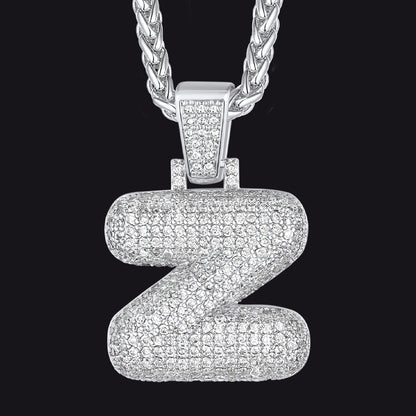 Diamond Bubble Letter Initial Necklace for