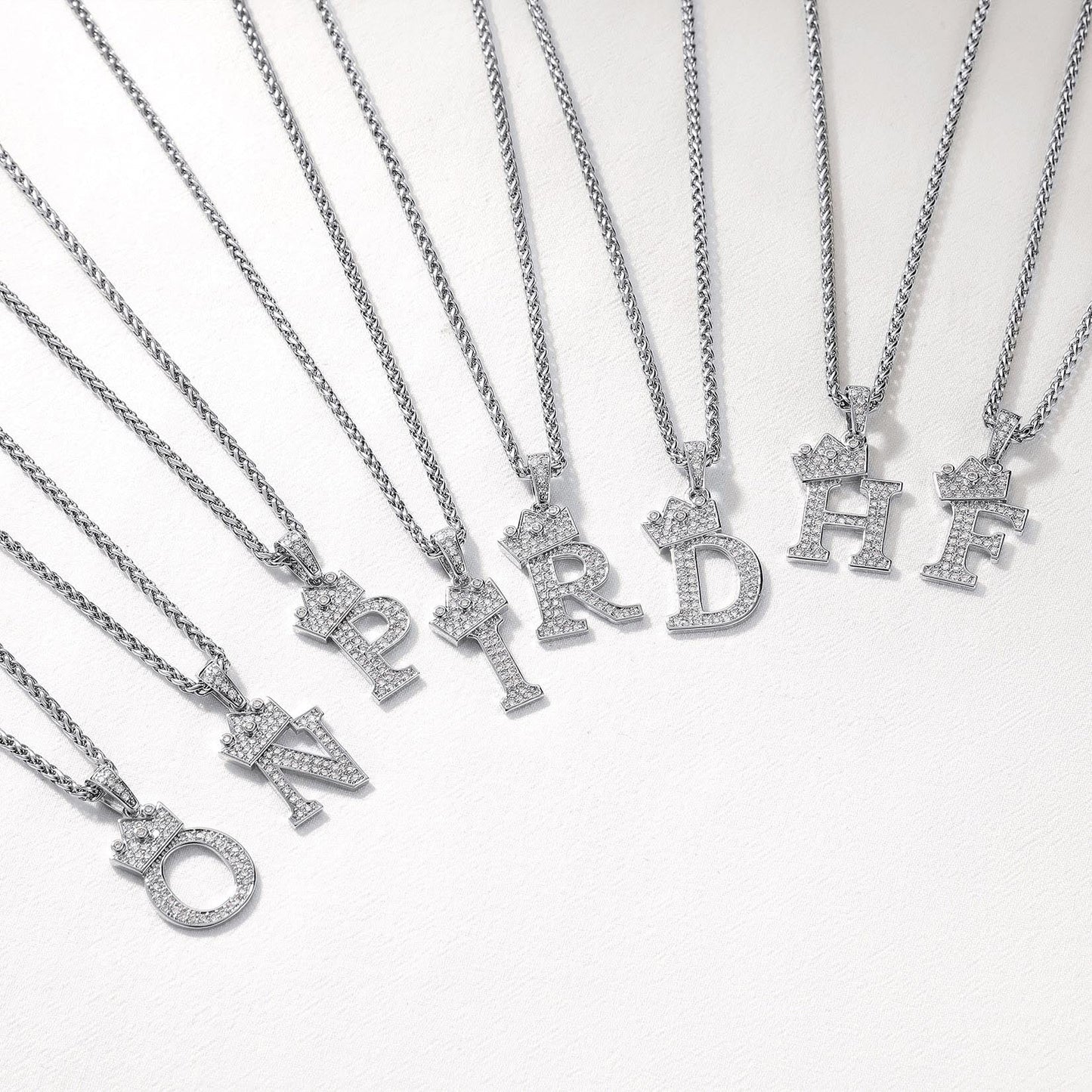 Sparkly Bling Crown Diamond Initial Letther Necklace for