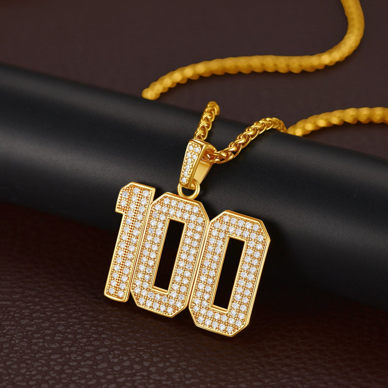 Custom Diamond Baseball Jersey Number Necklace for