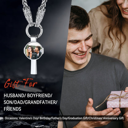 Personalized Celtic Cross Picture Necklace With Wolf King Chain