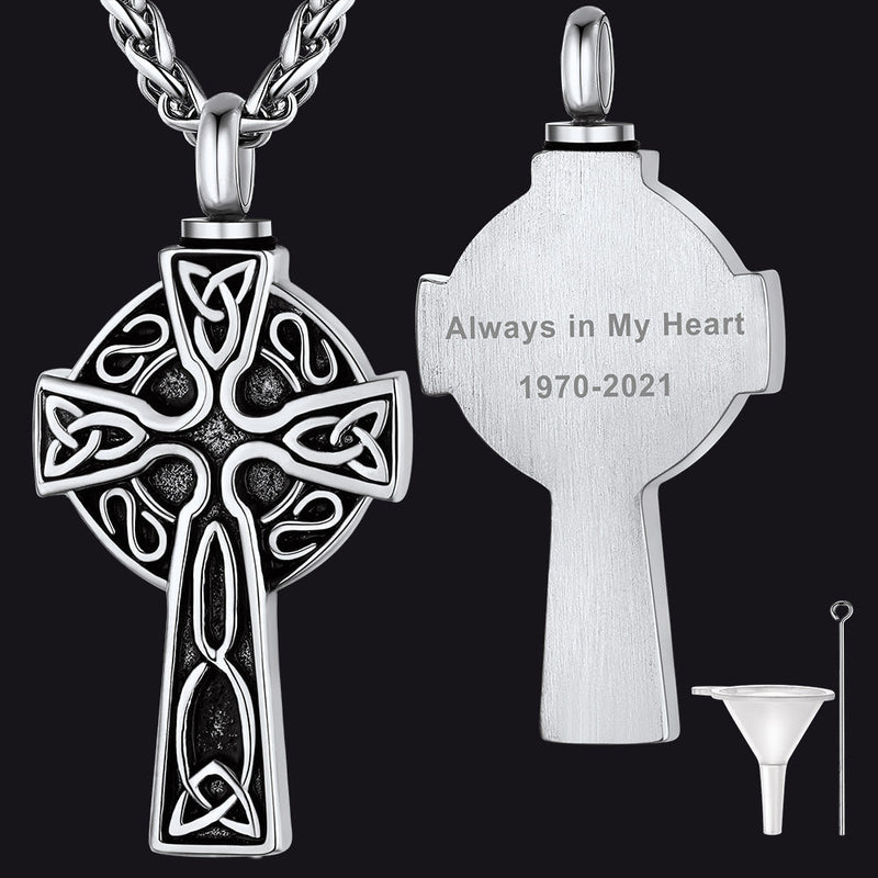 Custom Celtic Cross Urn Necklace for Ashes Cremation Jewelry