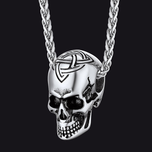 Gothic Celtic Skull Pendant Necklace for