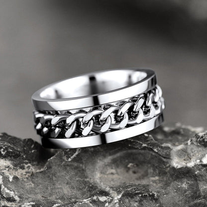 Cuban Chain Link Fidget Spinner Anxiety Ring for