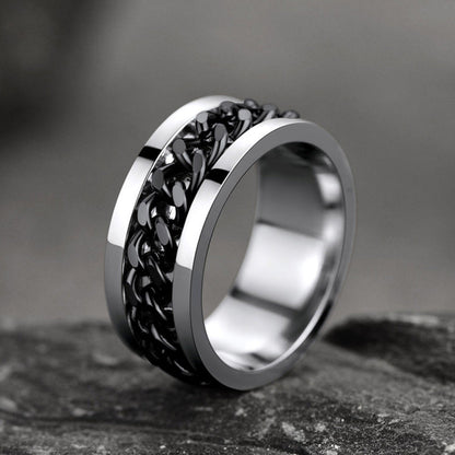 Cuban Chain Link Fidget Spinner Anxiety Ring for