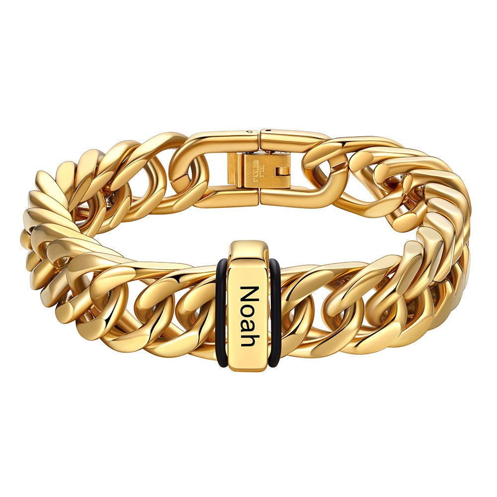 Personalized Cuban Link Bracelet Engraved Name Bracelet for