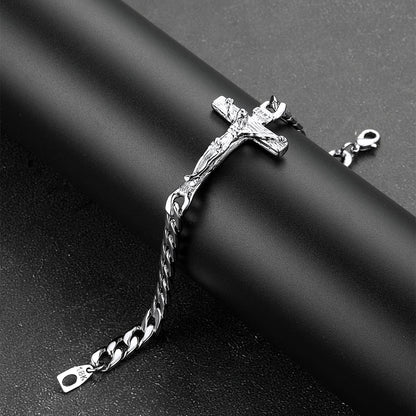 Christian Cross Cuban Chain Bracelet Gift for My Son Grandson