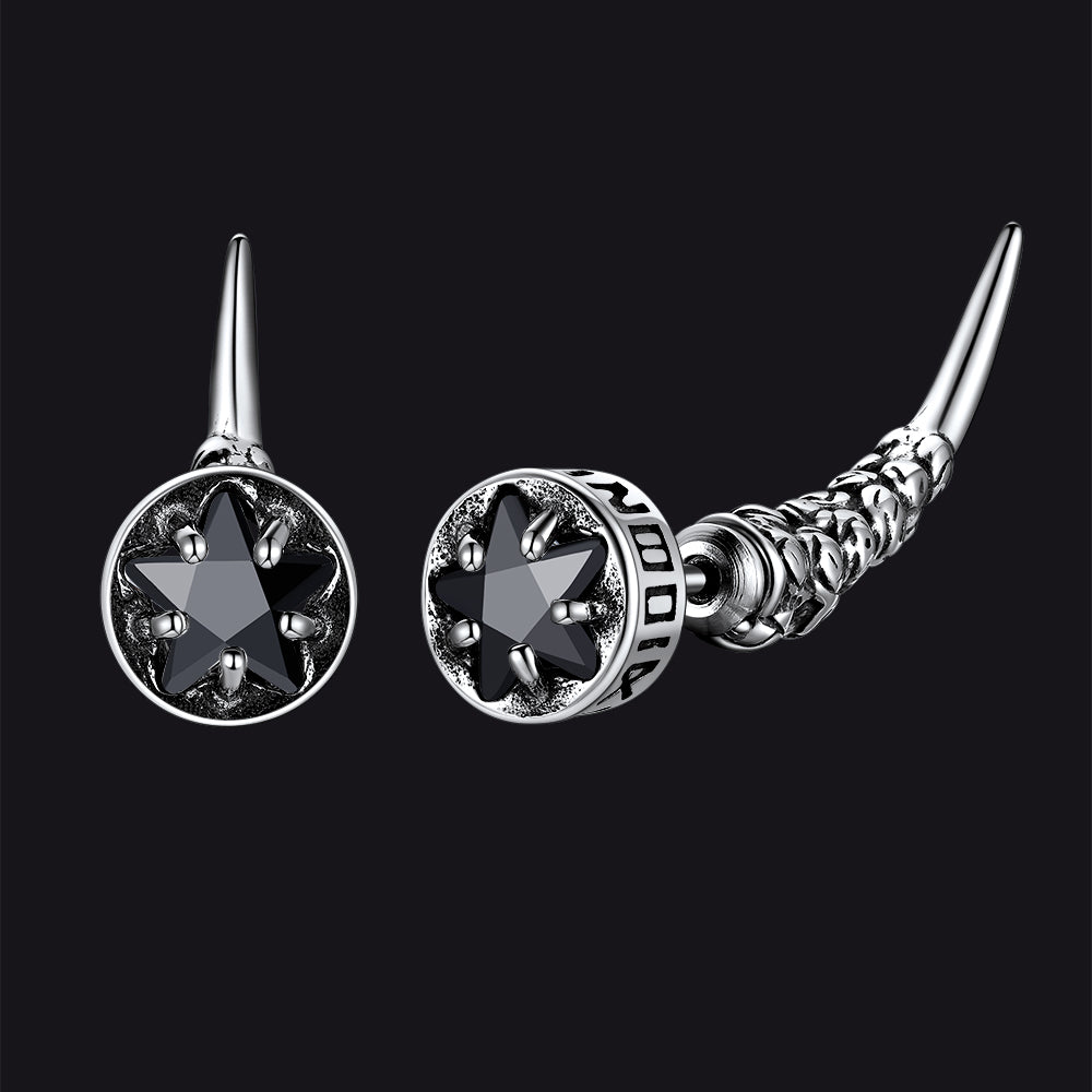 Viking Rune Fang Stud Earrings for ��� Nordic Star Cz Earrings