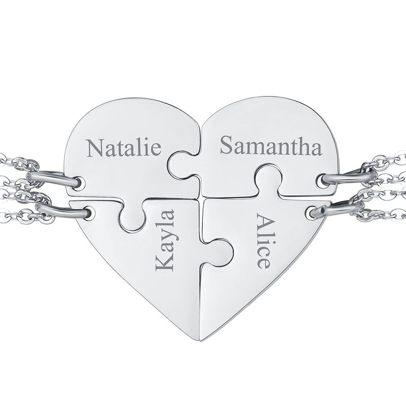 Personalized Heart Puzzle Matching Necklaces for Couples Mom Daughter Bff