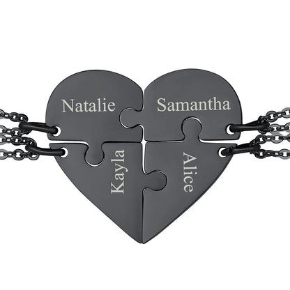 Personalized Heart Puzzle Matching Necklaces for Couples Mom Daughter Bff