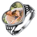 Personalized Photo Heart Angel Wing Ring With Picture for