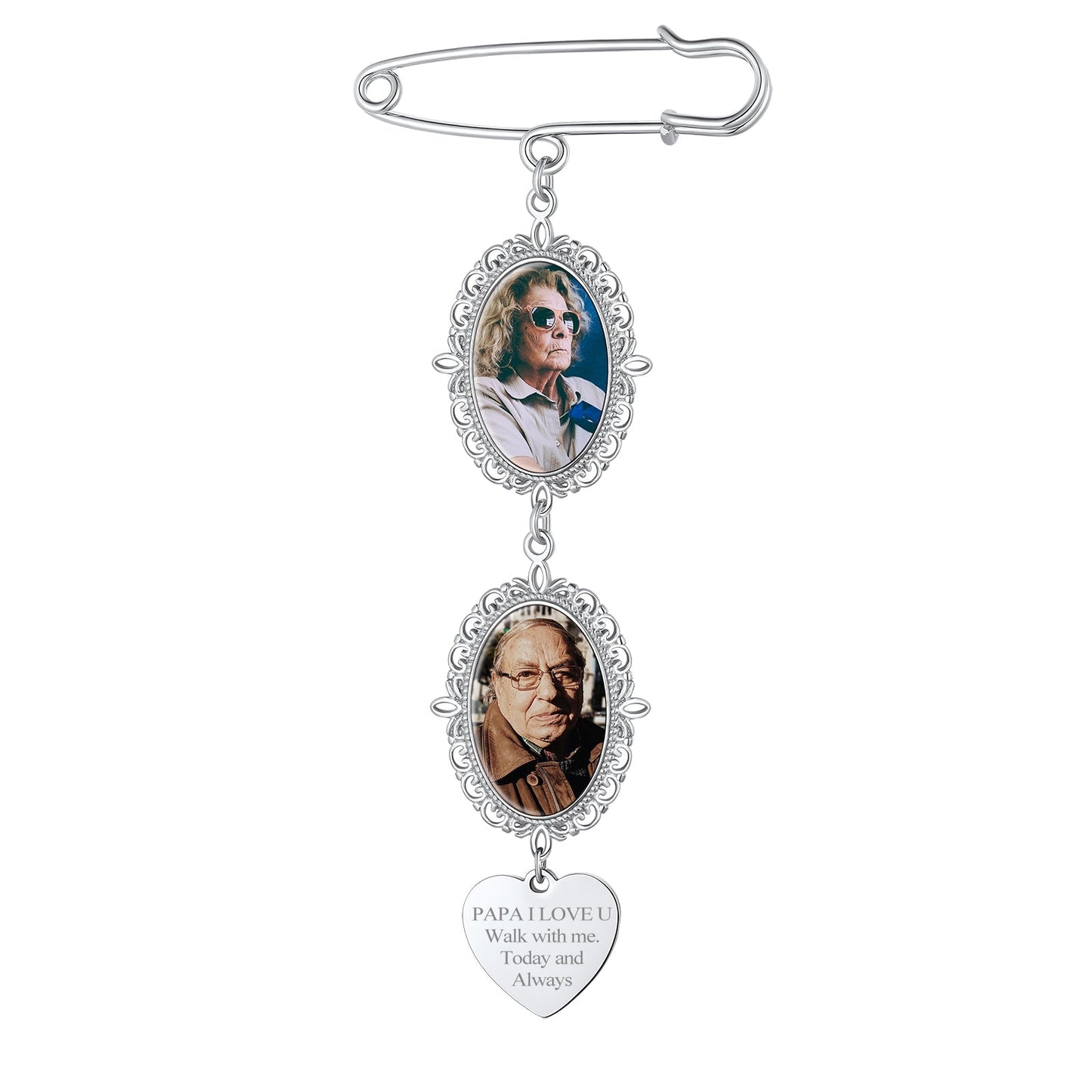 Customized Memorial Picture Charms Brooch Pins for Wedding