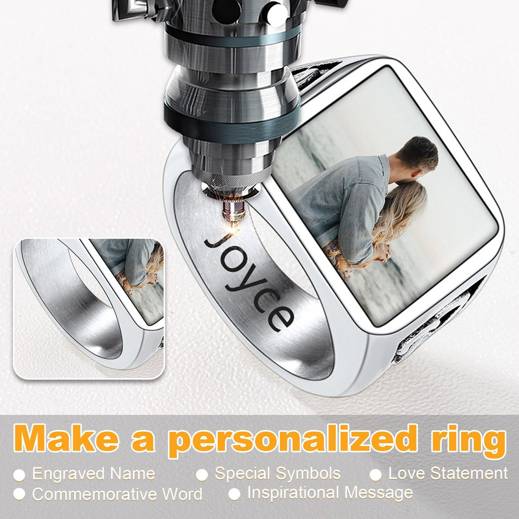 Personalized Custom Photo Ring With Knot for