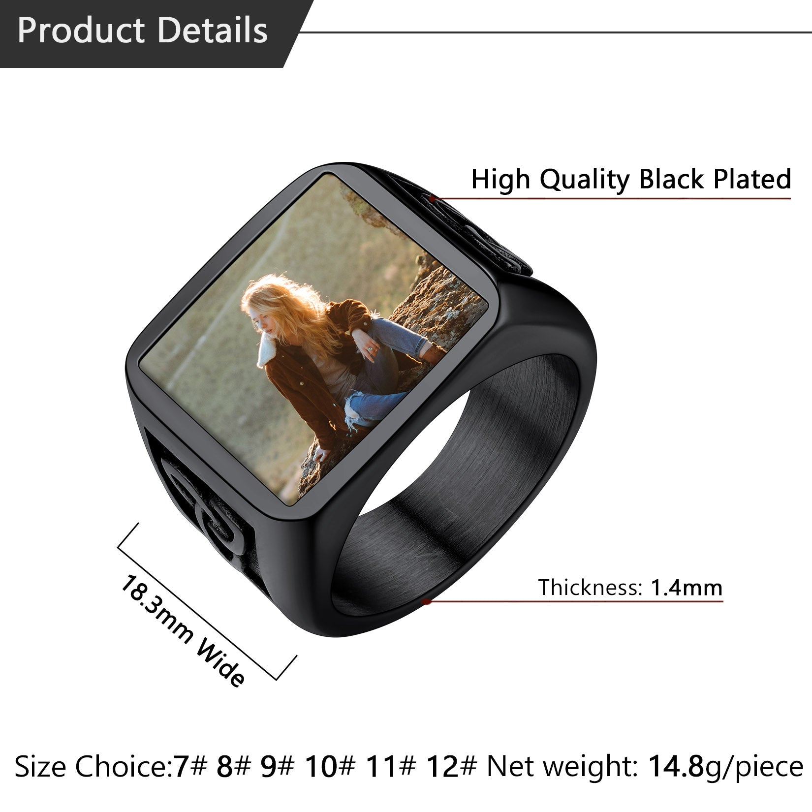 Personalized Custom Photo Ring With Knot for