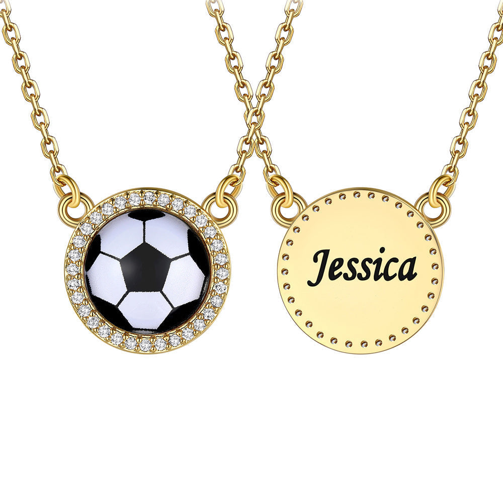 Custom Cz Sports Pendant Necklace With Name Tag for Fans Athlete
