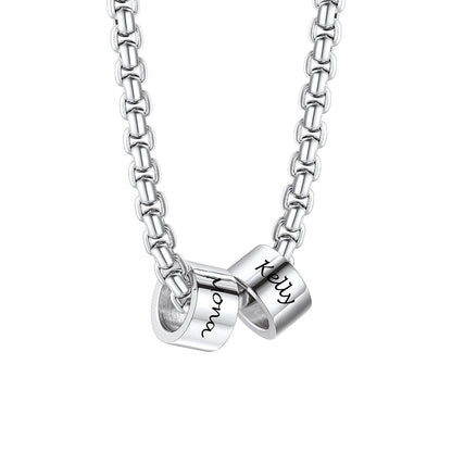 Customized Engraved Name Beads Chain Necklace for