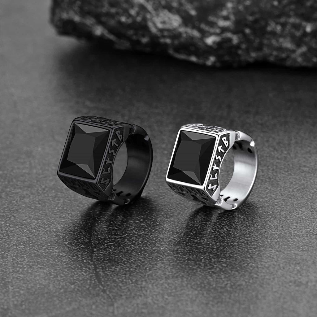 Custom Celtic Gemstone Ring With Runes for