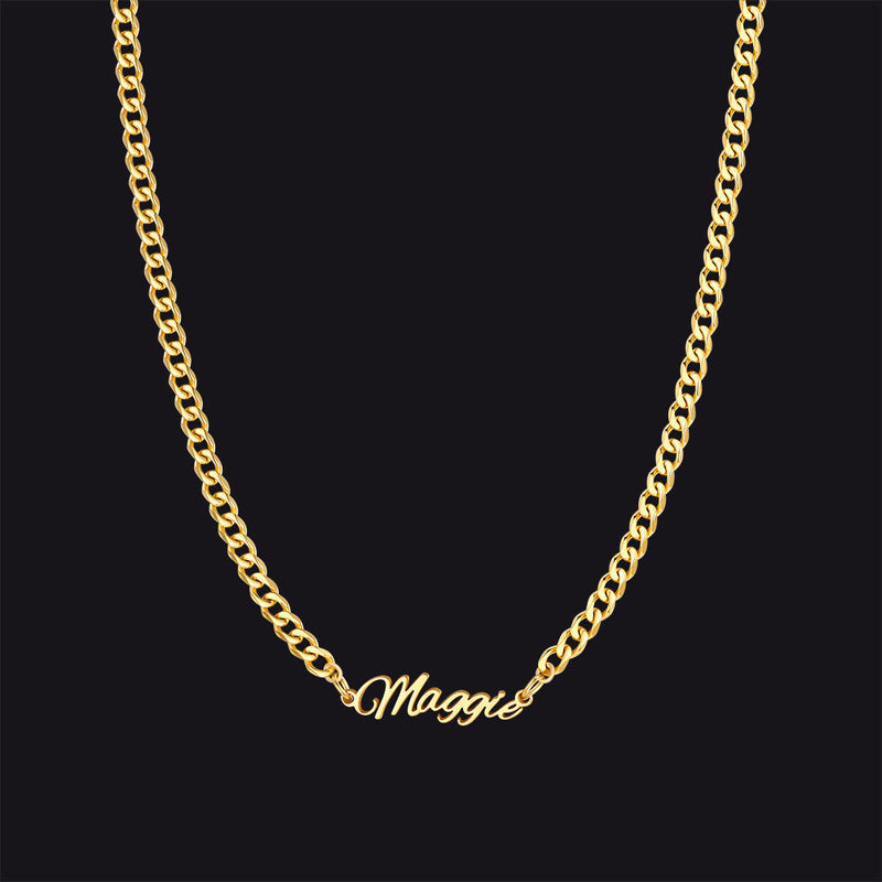 Customized Name Necklace With Cuban Link Chain for